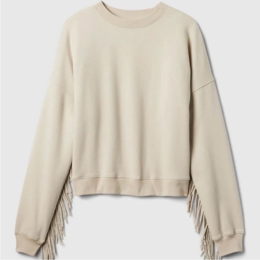 GAP Cream Fringe Sleeve Sweatshirt - Picture 3 of 8